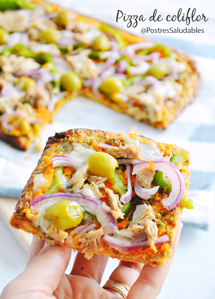 Pizza de coliflor saludable – Postres Saludables